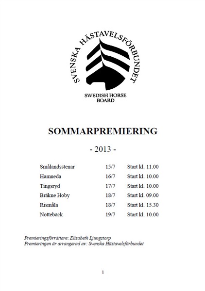 Premieringskatalog Sm&aring;land 2013